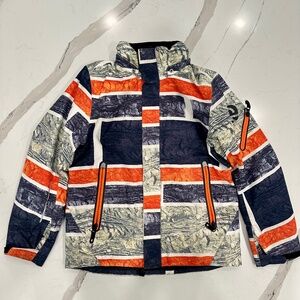 Reima Tec Youth Boy Size 10 orange/ White /gray Print Waterproof Ski Jacket